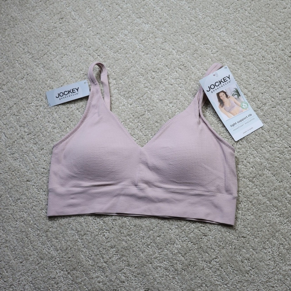 Jockey Generation Light Support Rib Seamfree Bralette Pink L/G
